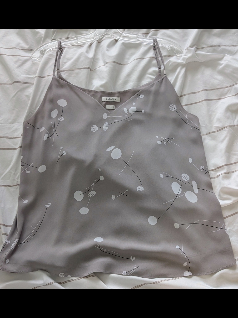 Aritzia Babaton Gray Floral-Print Silk Cami